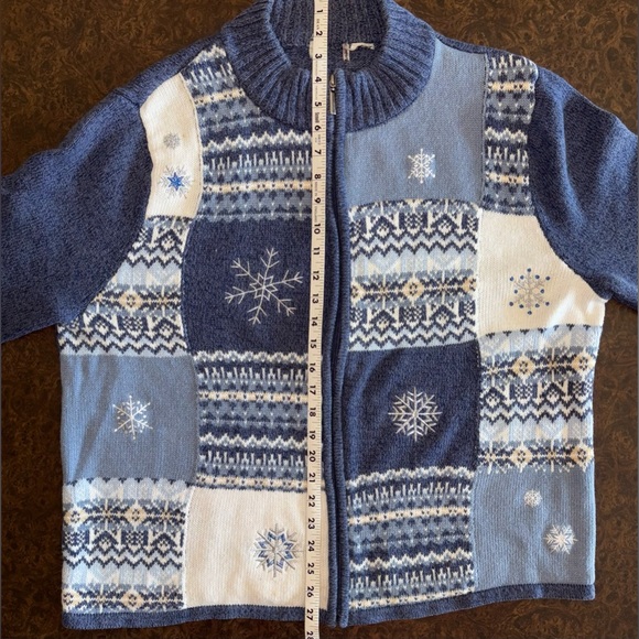 Classic Elements Christmas Plaid Blue Zip-Up Sweater - size 2XL - Picture 8 of 10